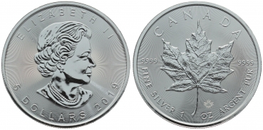 Kanada 5 Dollars 2019 Maple Leaf - 1 Unze Feinsilber